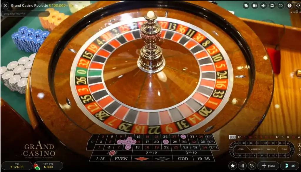 שולחן רולטה בקזינו לייב